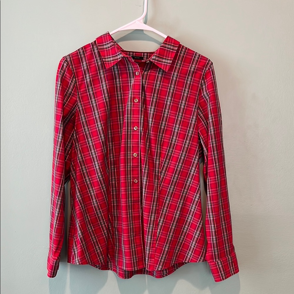 Talbots Vibrant Red Plaid Shirt